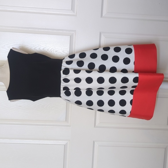 Kate Spade Grid Dot Color block Midi Dress - Picture 3 of 9
